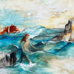 Navigate in the calm and the storm, mixed media og olie, 100x120 cm