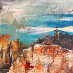 Navigation_mixed media og olie, 18x24 cm