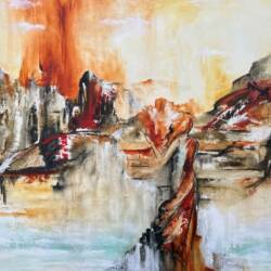 Navigation by heart, mixed media og olie, 80x120 cm (solgt)